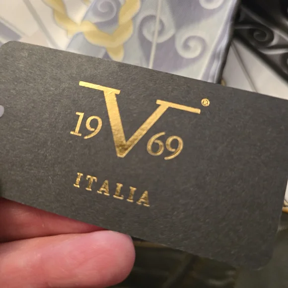 Square Polyester-Style Scarf in White, Black & Gold - Picture 3 of 3